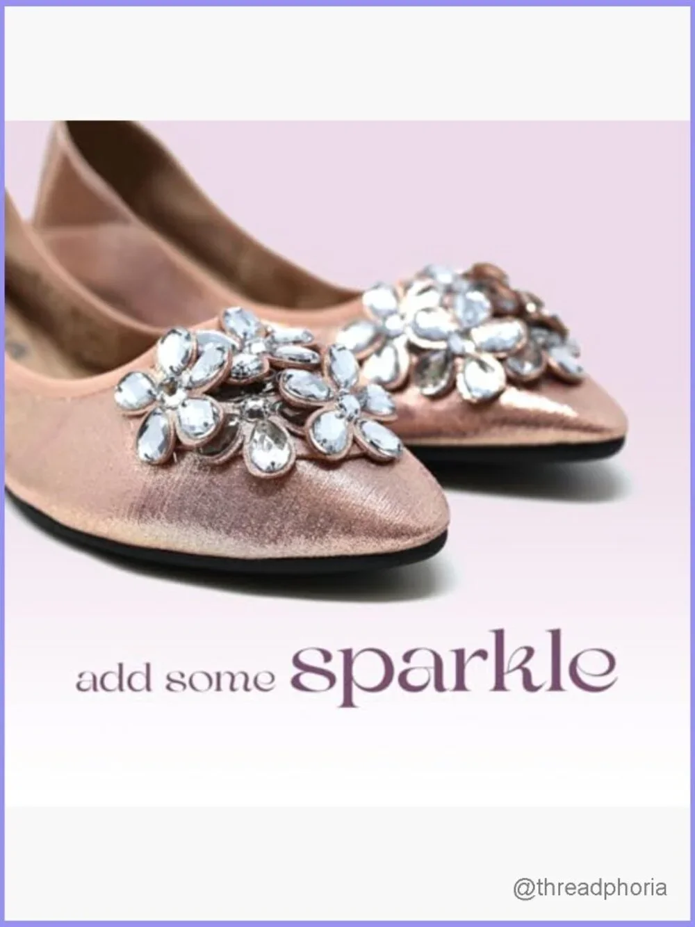 Foldable Ballet Flats with Rhinestones for Weddings Travel